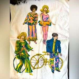 Vtg 1971 Barbie & Mod Friends hand towel 100% cotton vintage St. Mary’s mod sqad